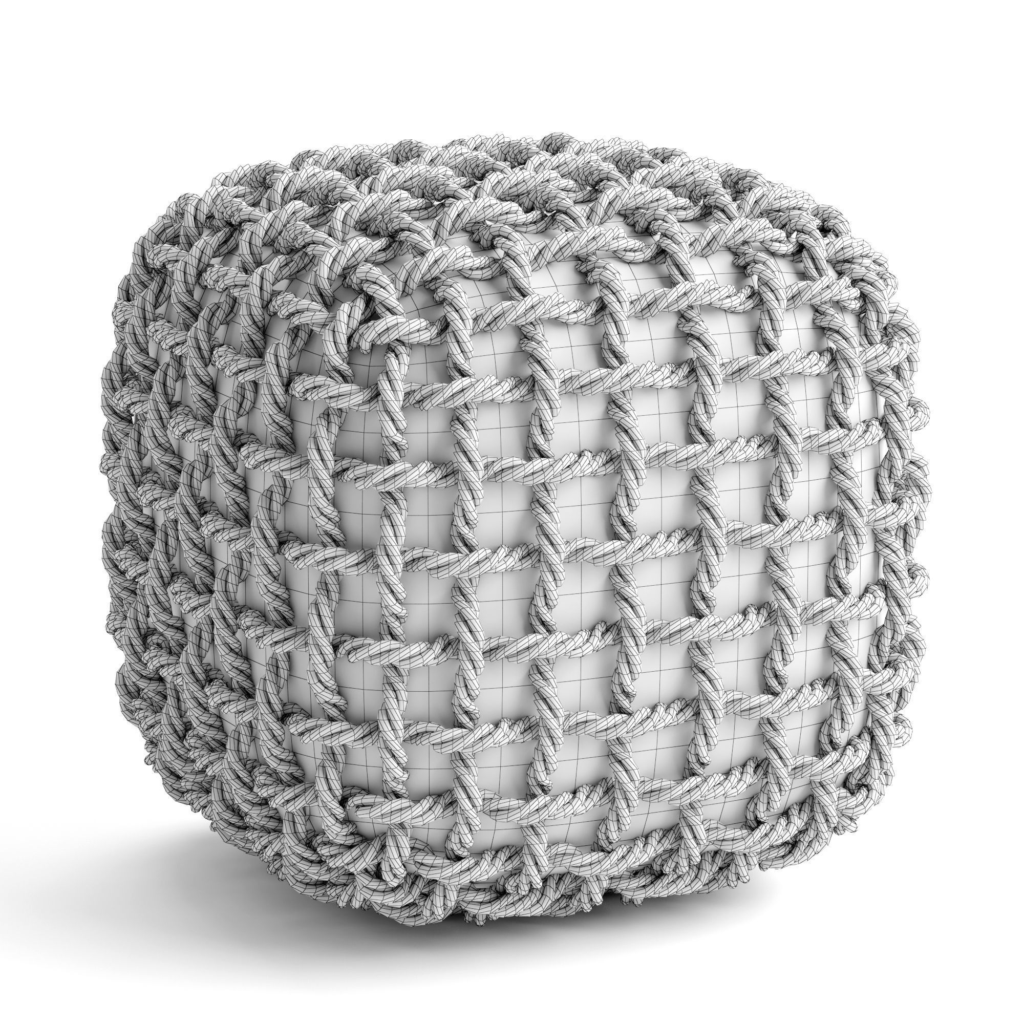pouf with rope 3D model_2