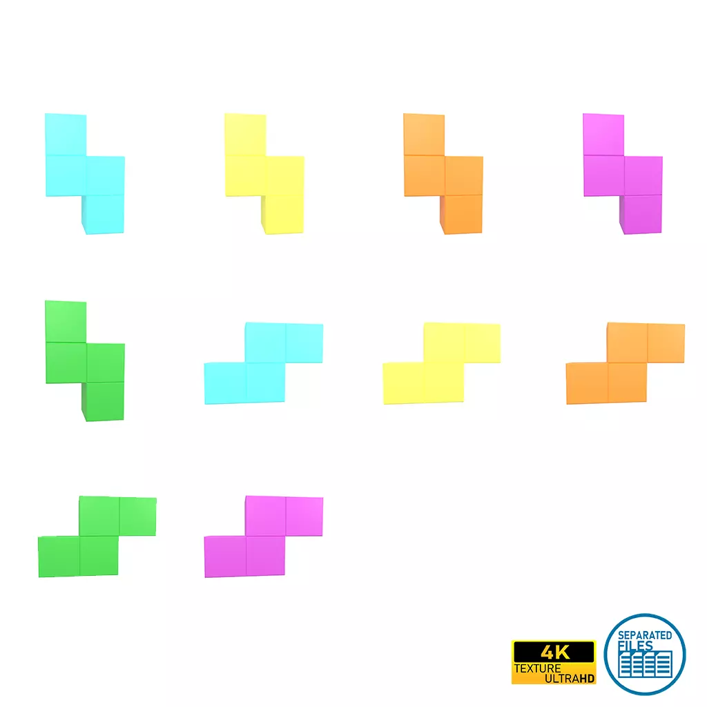 Tetris Block v4 Pack 01 Low-poly 3D model_0