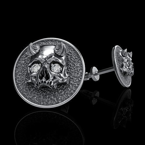skull earrings studs 3D print model