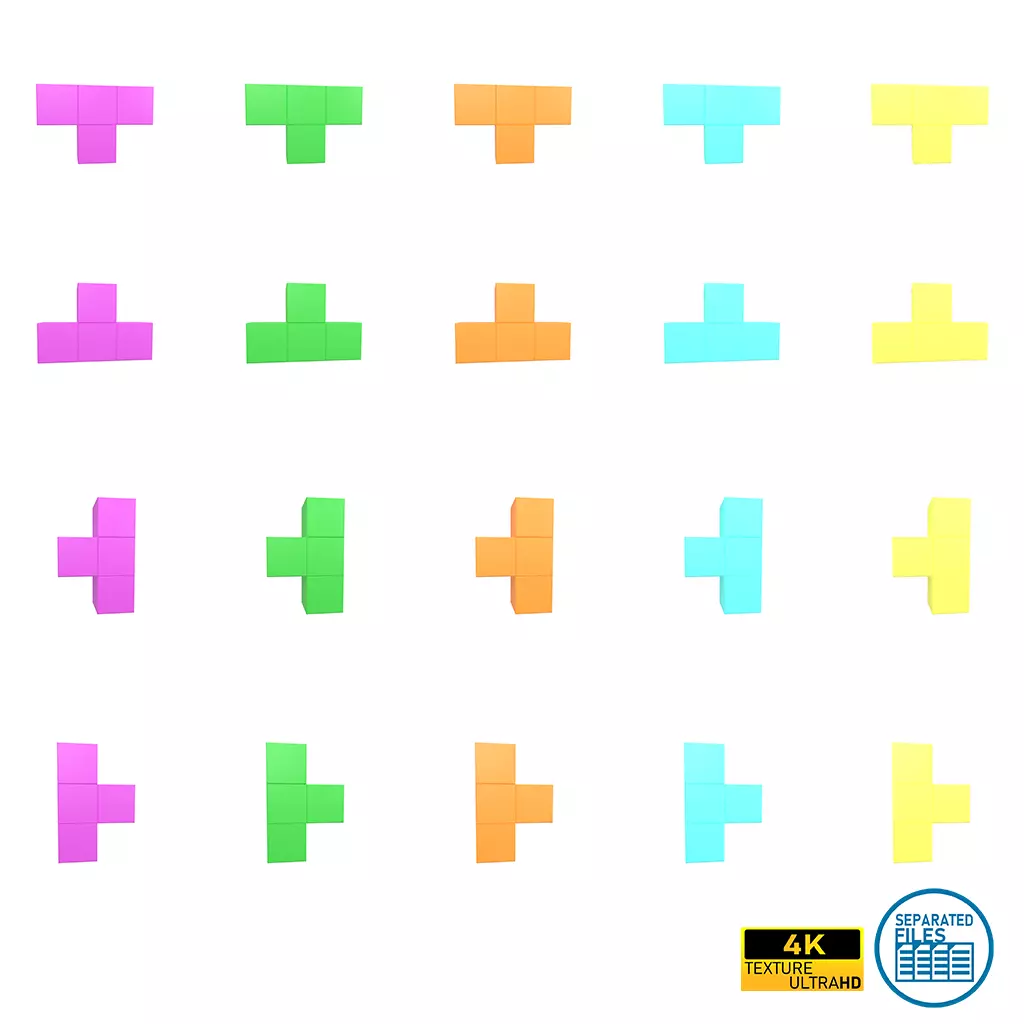 Tetris Block v5 Pack 01 Low-poly 3D model_0