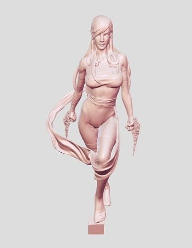 superhero warrior girl 3D print model