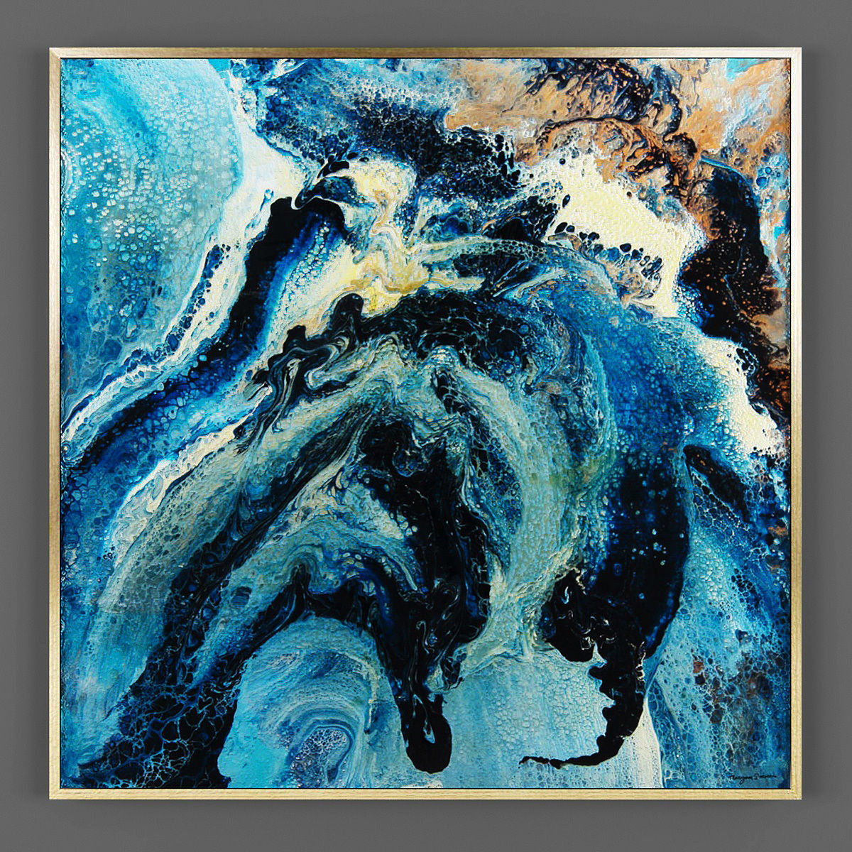 Art93 abstract painting gold Low-poly 3D model_1