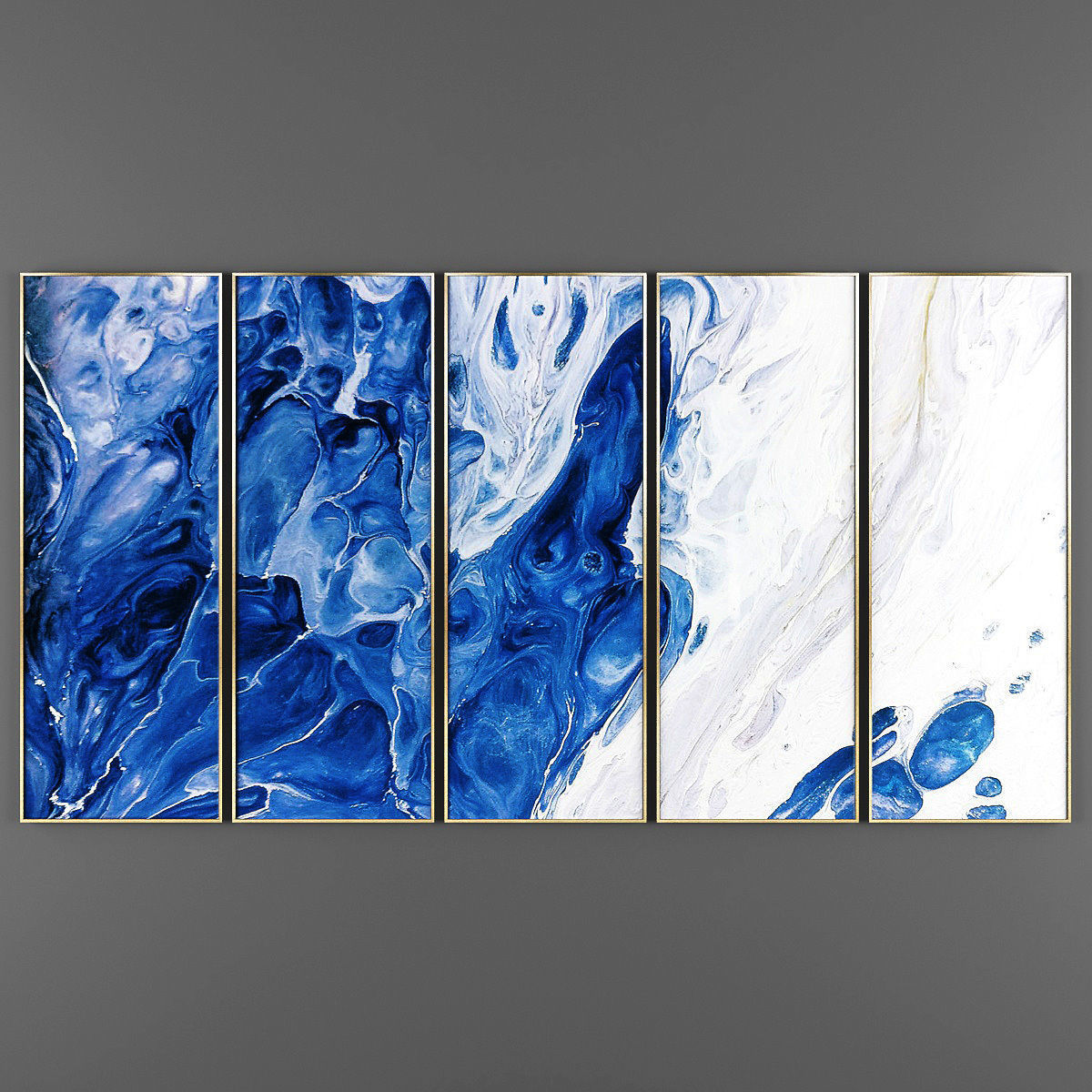 Art93 abstract painting gold Low-poly 3D model_2