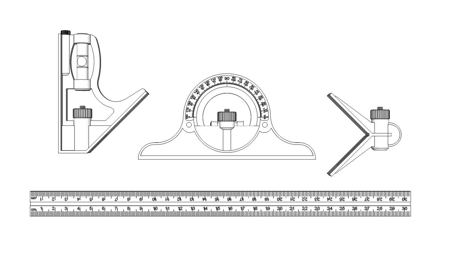 Combination Square Set 3D model_12