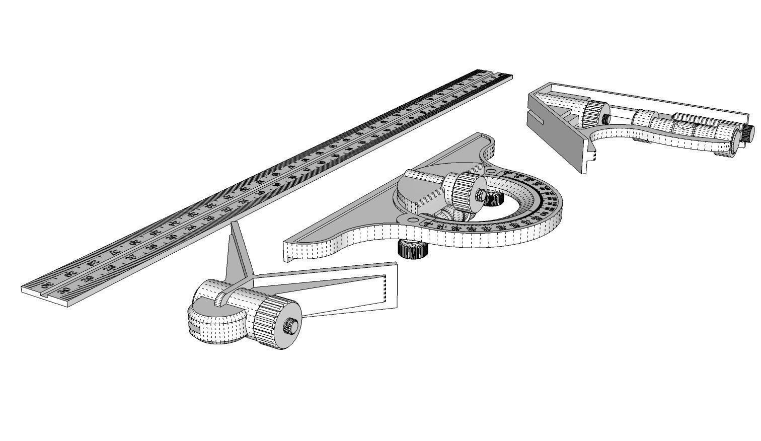 Combination Square Set 3D model_16