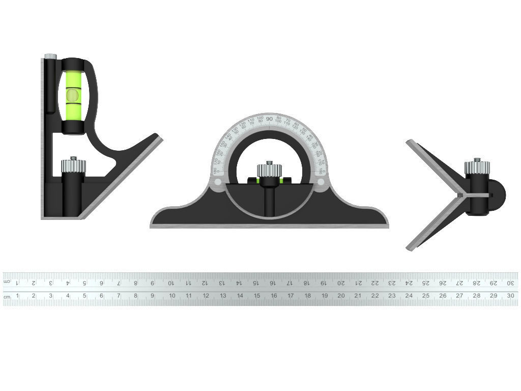 Combination Square Set 3D model_1