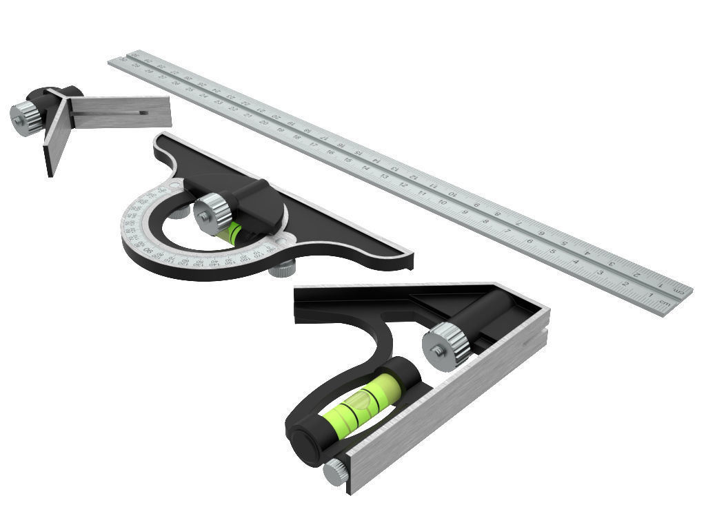 Combination Square Set 3D model_4