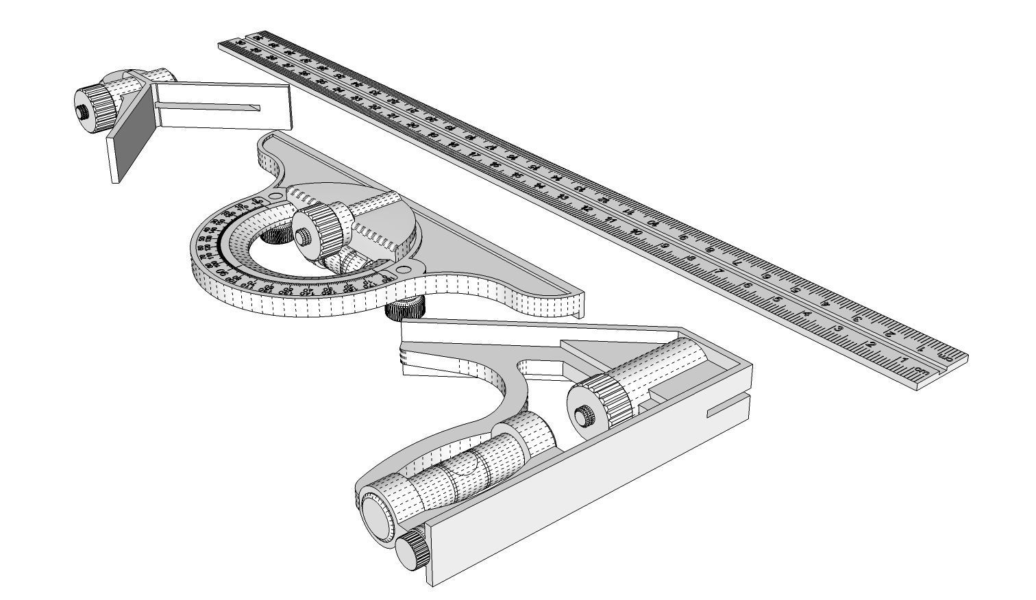 Combination Square Set 3D model_15