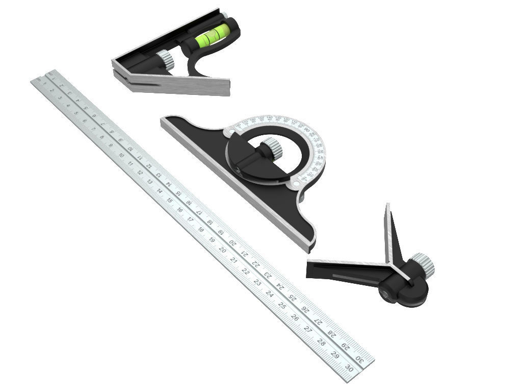 Combination Square Set 3D model_8