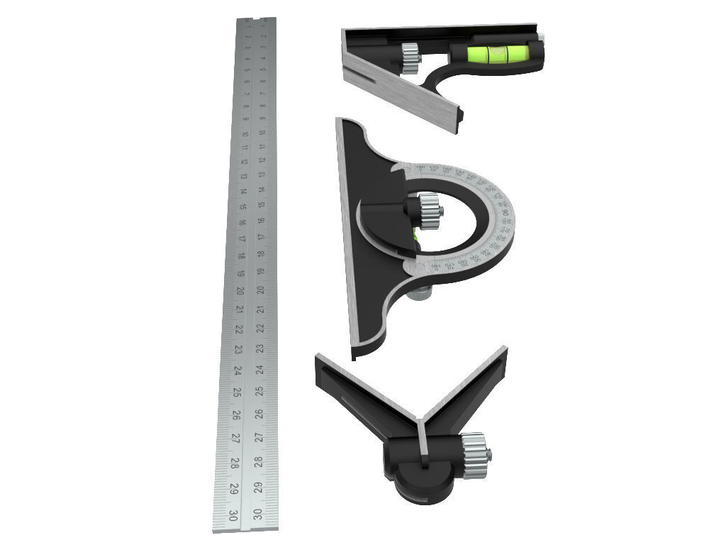 Combination Square Set 3D model_7