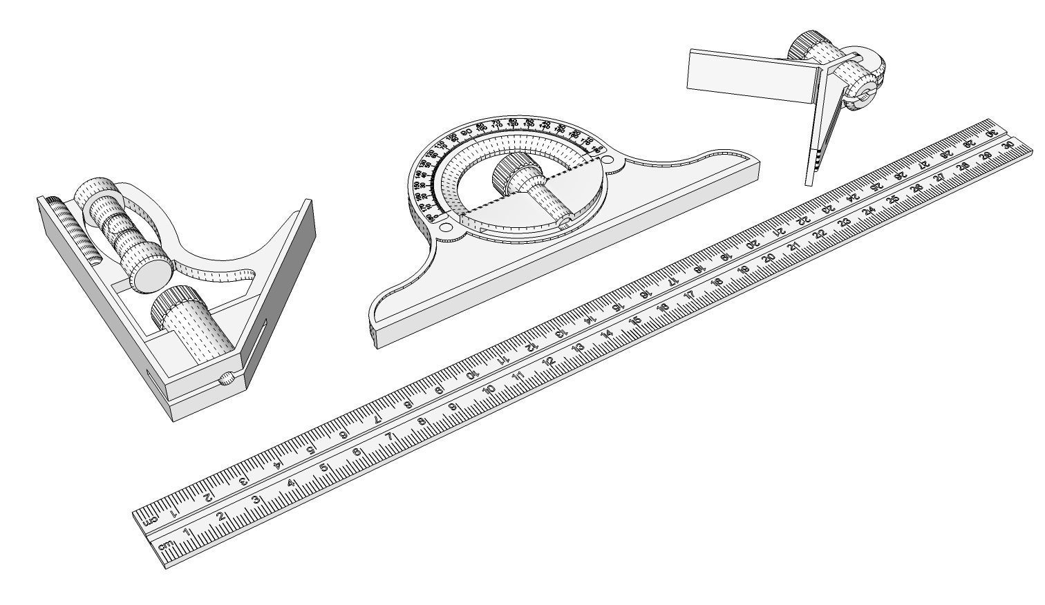 Combination Square Set 3D model_14