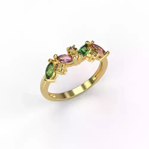 Women ring with gems engagement 3dm stl 