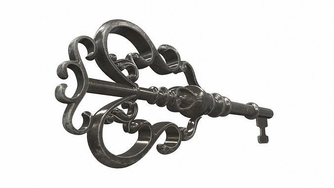 Skeleton ornamental key 2 3D model