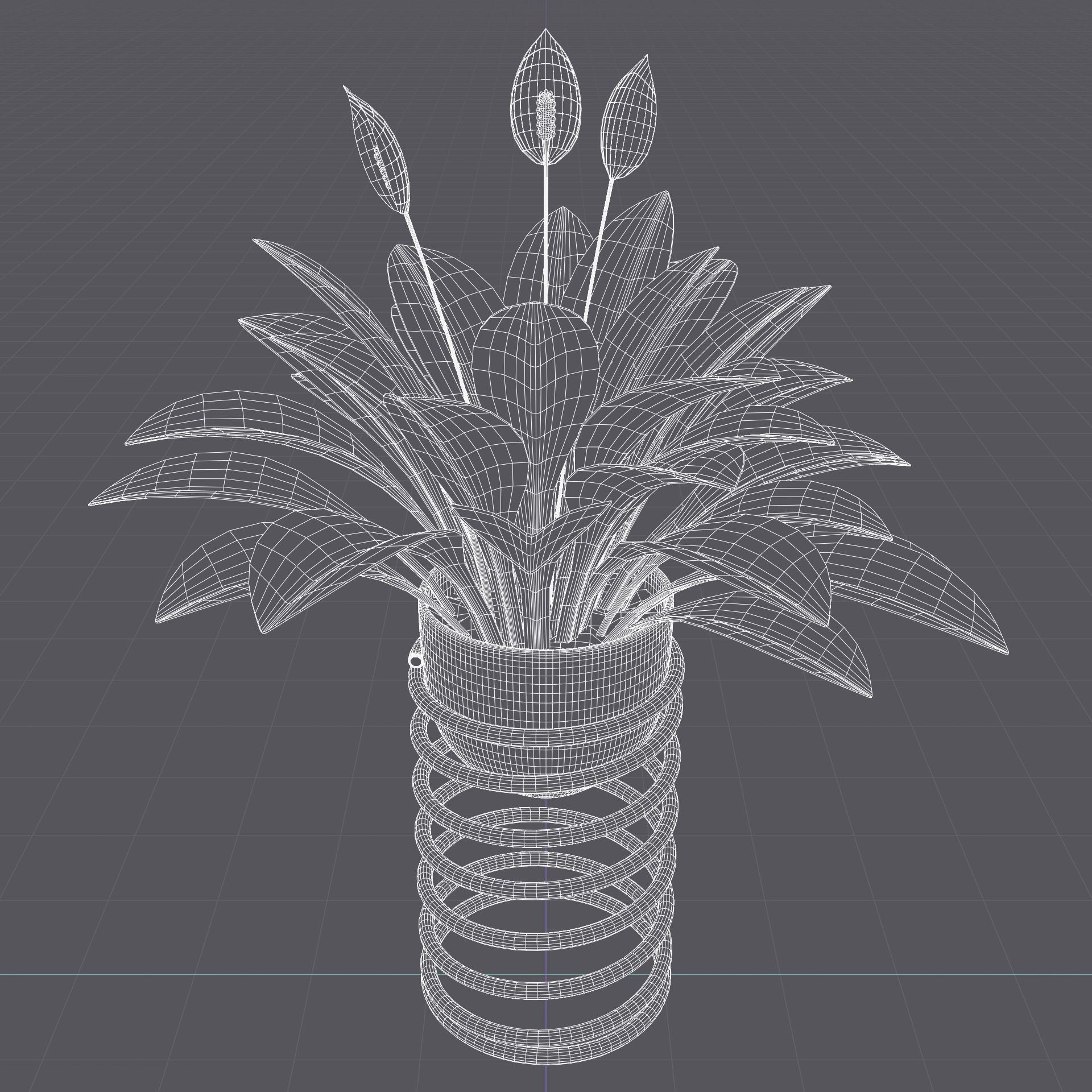 Spatifilum Flower pot with spiral holder - modern design 3D model_2