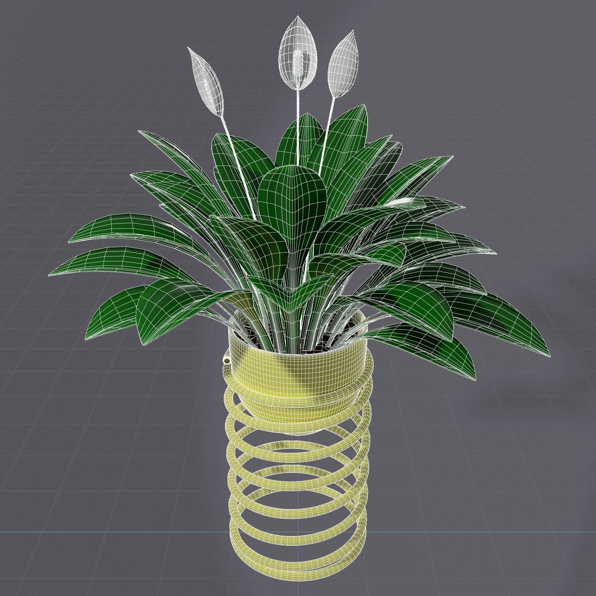 Spatifilum Flower pot with spiral holder - modern design 3D model_1