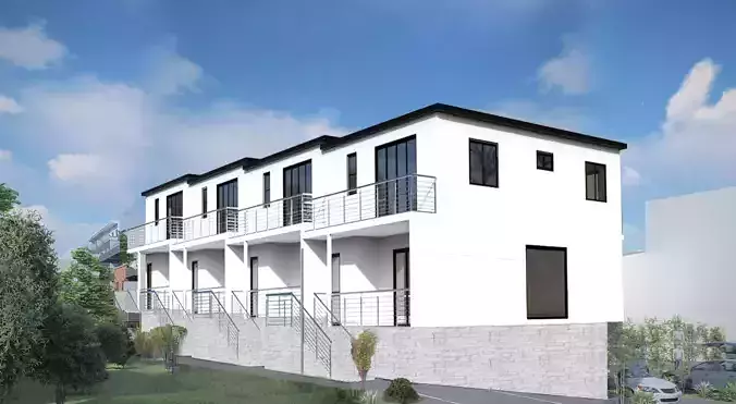 Modern townhouse with drawnings