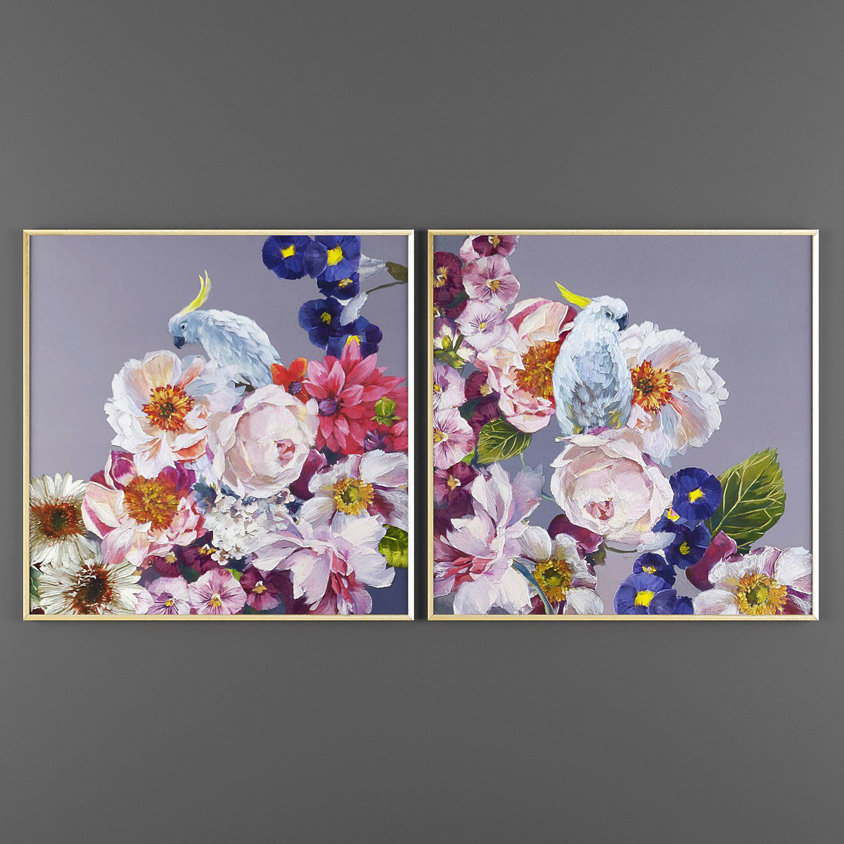 Art102 set of four floral paintings Low-poly 3D model_1