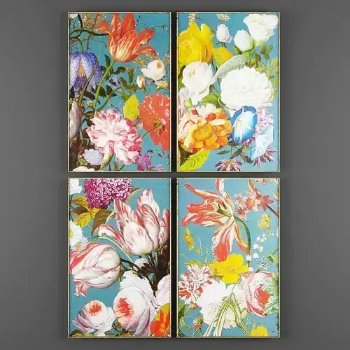 Art102 set of four floral paintings