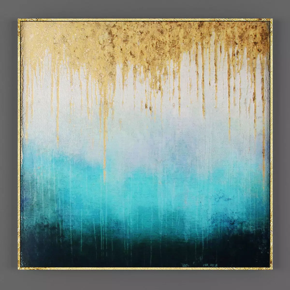 Art104 abstract painting with gold and turquoise drips Low-poly 3D model_0
