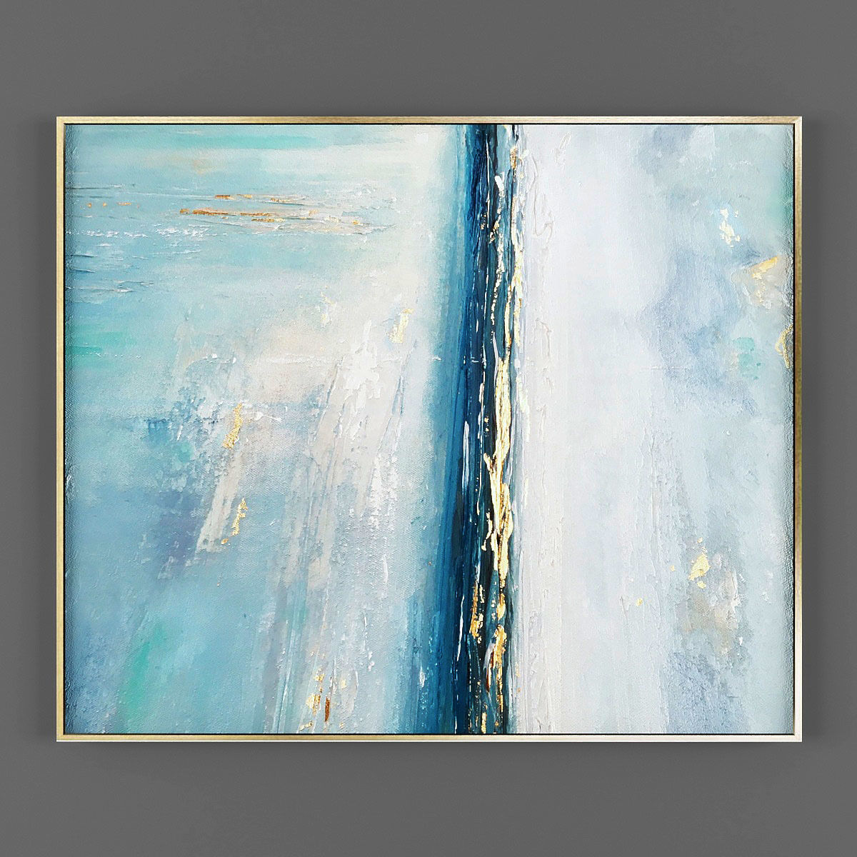 Art104 abstract painting with gold and turquoise drips Low-poly 3D model_2