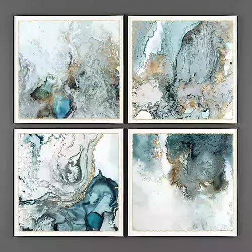 Art107 gold and turquoise abstract wall art