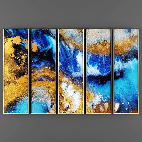 Art109 emerald gold marble wall art Low-poly 3D model