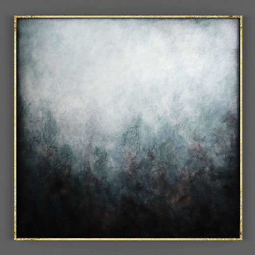 Art128 abstract painting in gold frame Low-poly 3D model
