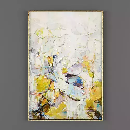 Art129 abstract painting with flowers