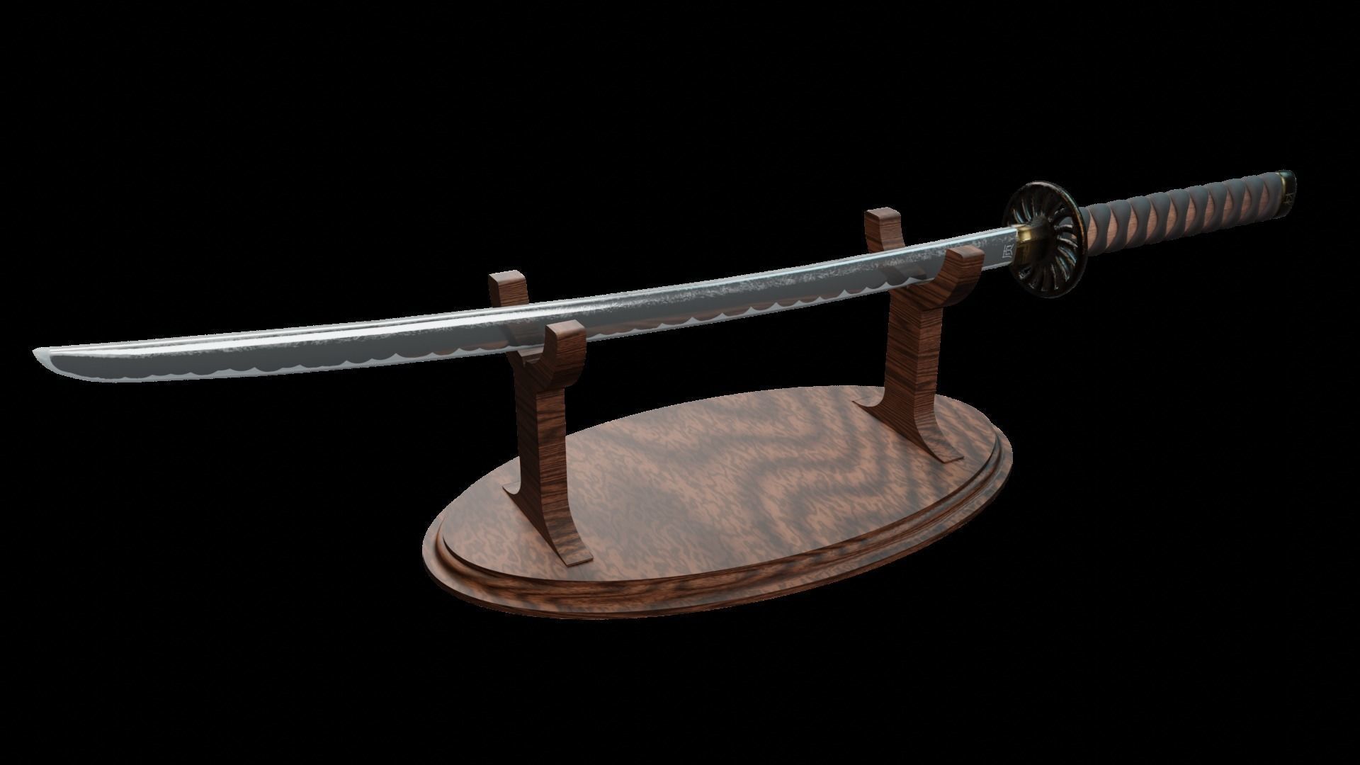 Katana samurai sword 3D model_3