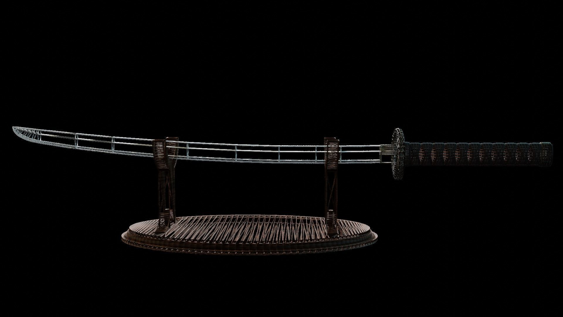 Katana samurai sword 3D model_4