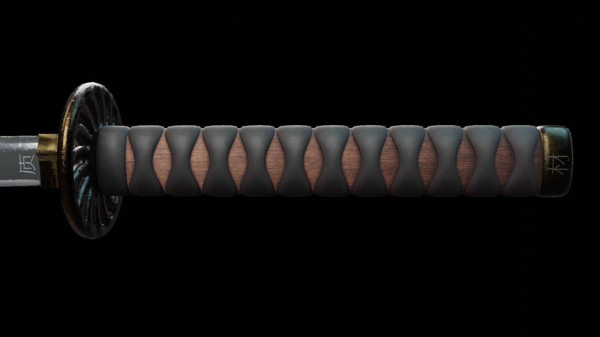 Katana samurai sword 3D model_2