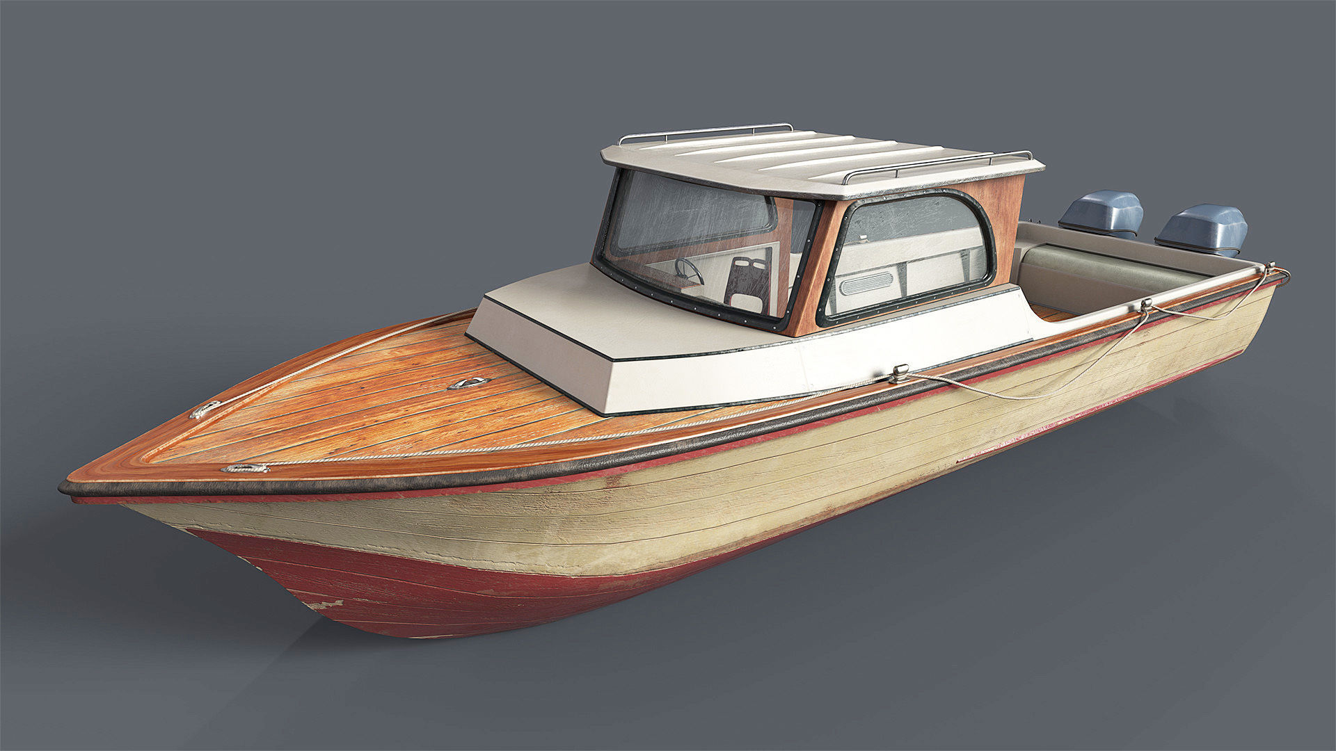 Motor Boat Low-poly 3D model_2