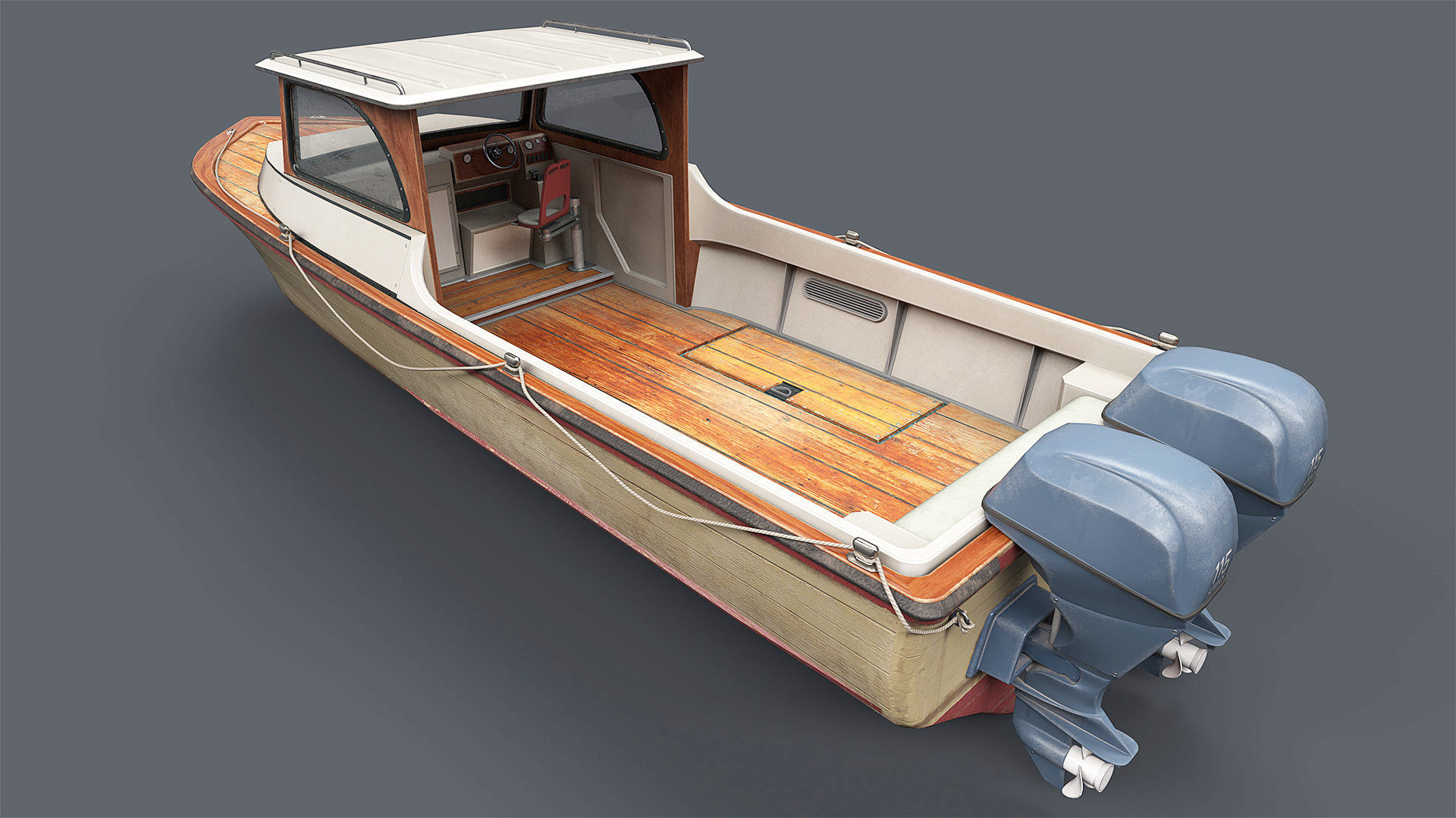 Motor Boat Low-poly 3D model_3