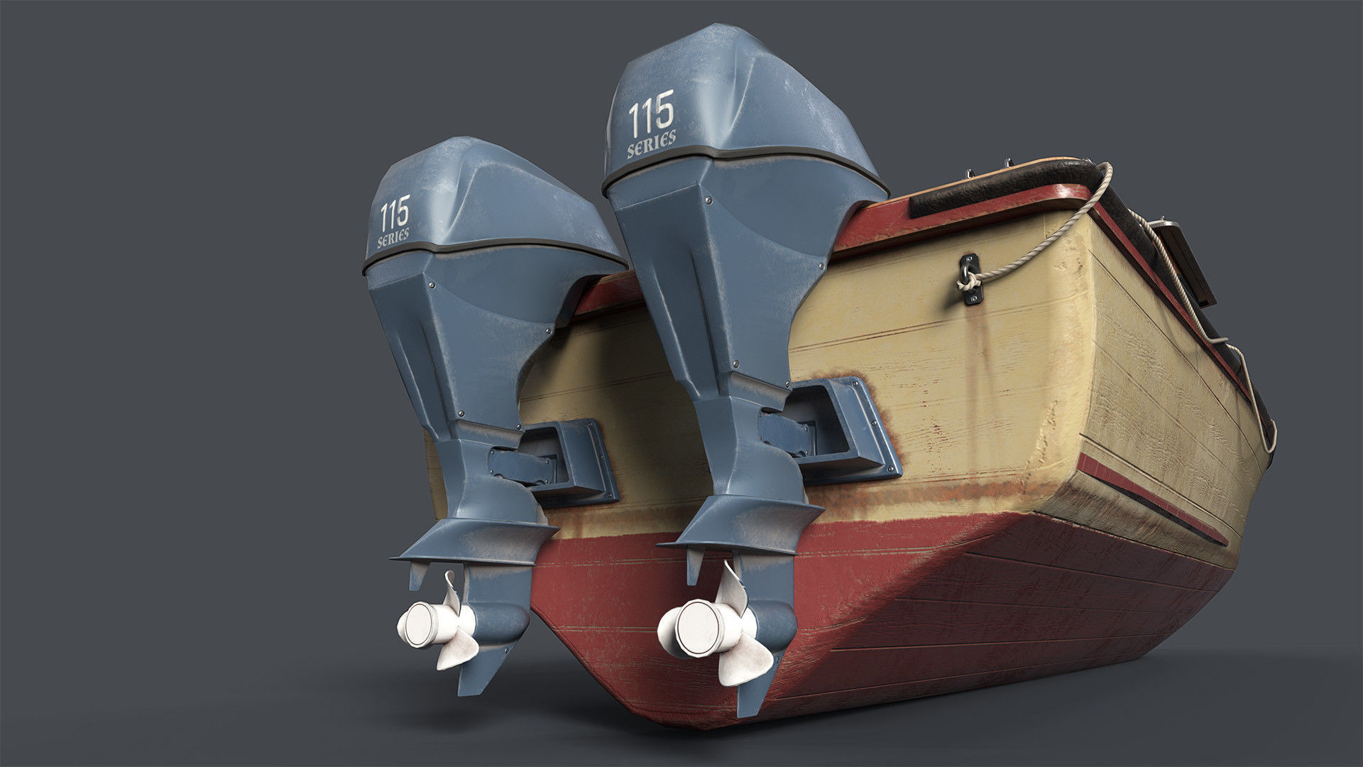 Motor Boat Low-poly 3D model_7