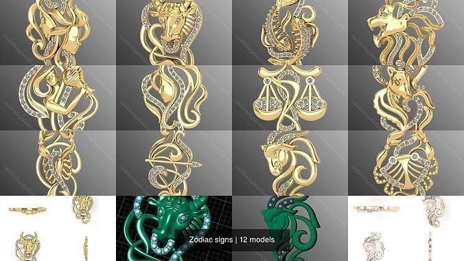  Zodiac signs 3D Model Collection