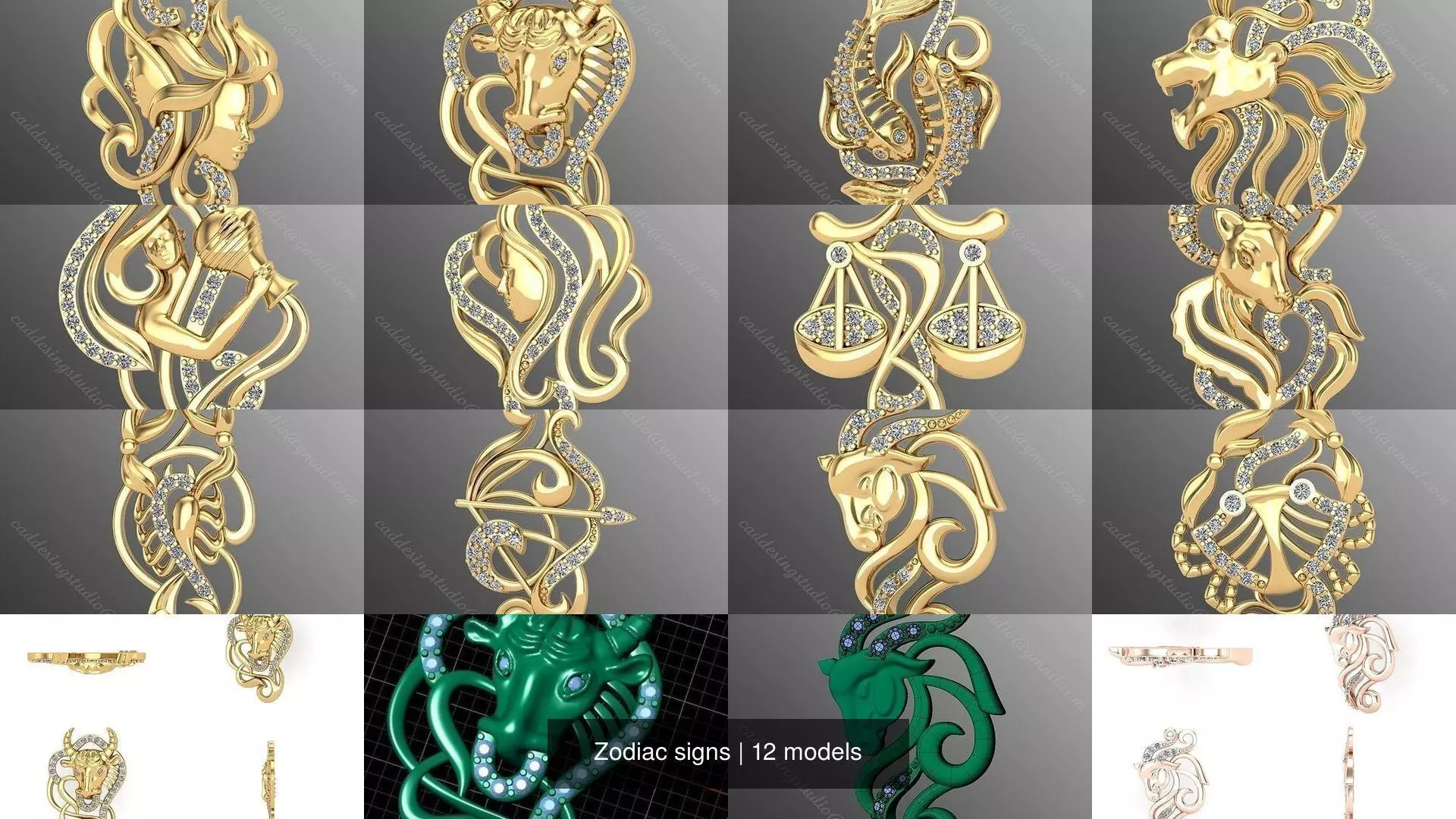 Zodiac signs 3D Model Collection_0