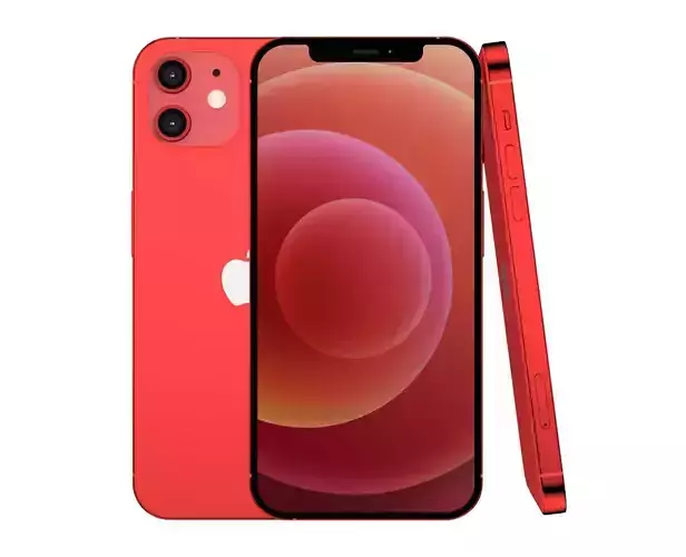 Apple iPhone 12 Red Low-poly 3D model