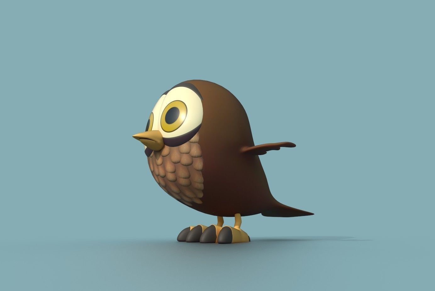 Little Owl Low-poly 3D model_16