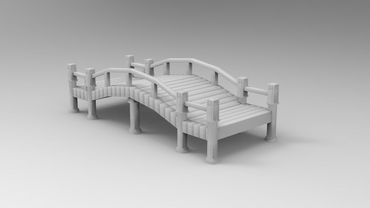 3D model Bridge Low Poly wooden with lights VR / AR / low-poly | CGTrader