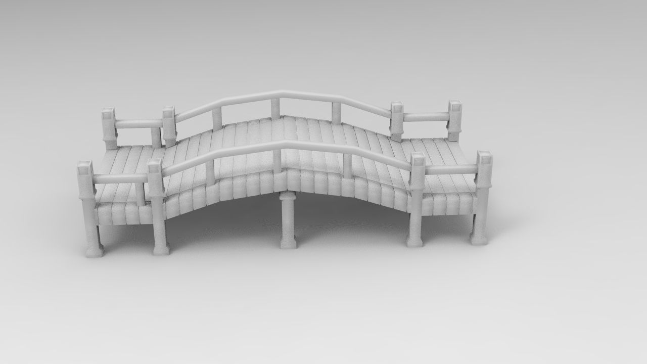 3D model Bridge Low Poly wooden with lights VR / AR / low-poly | CGTrader