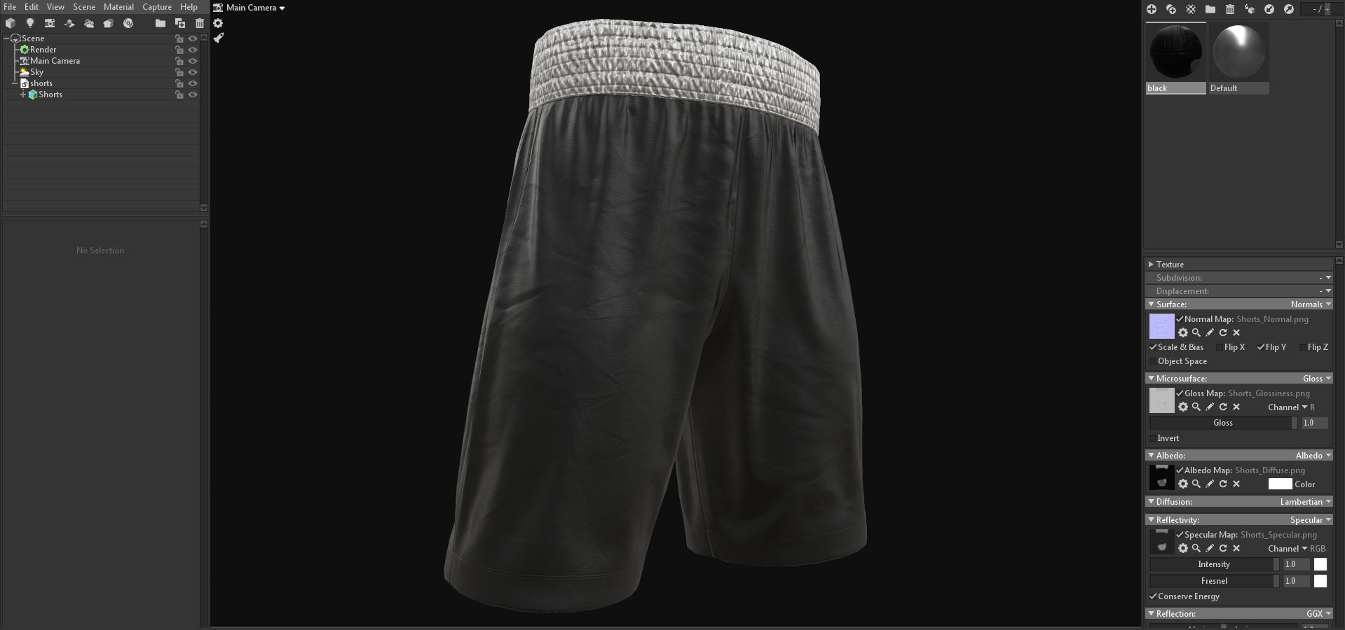 Black boxing shorts Low-poly 3D model_23