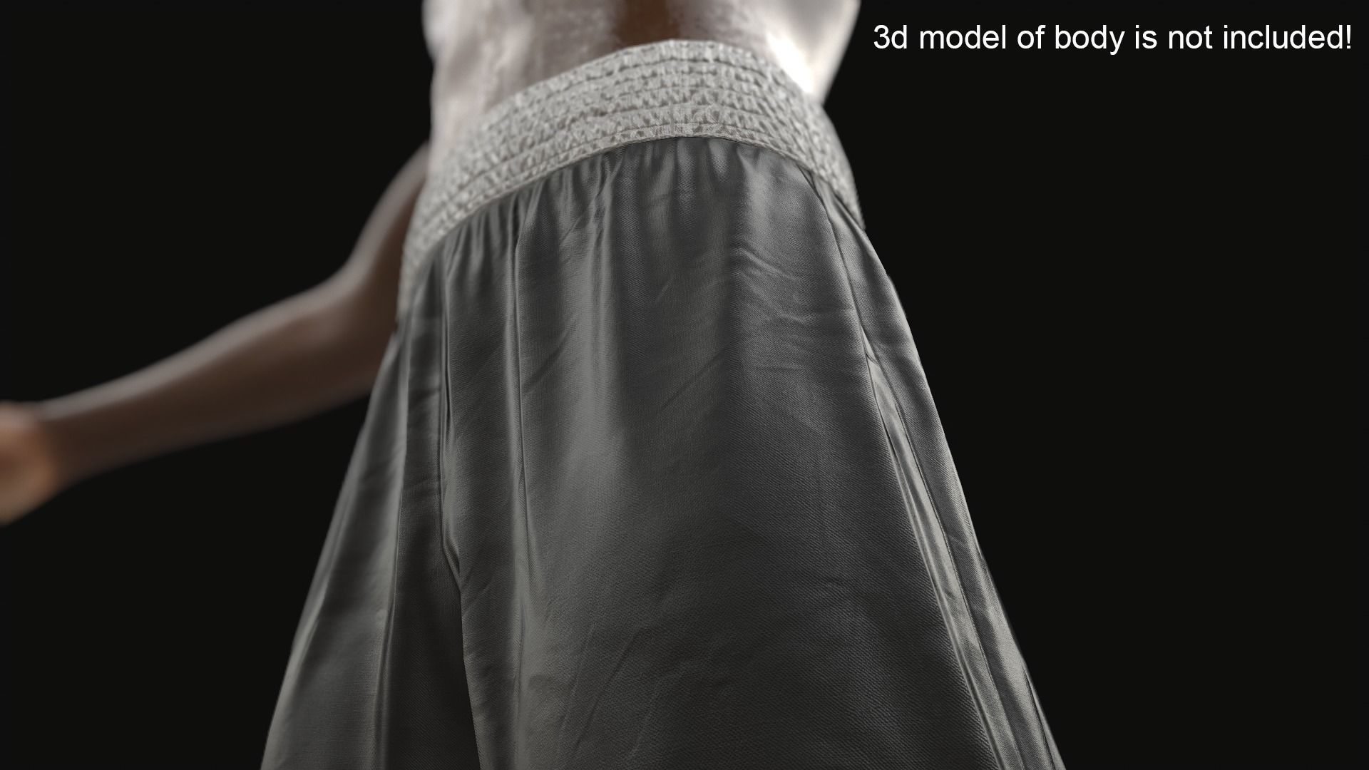 Black boxing shorts Low-poly 3D model_11