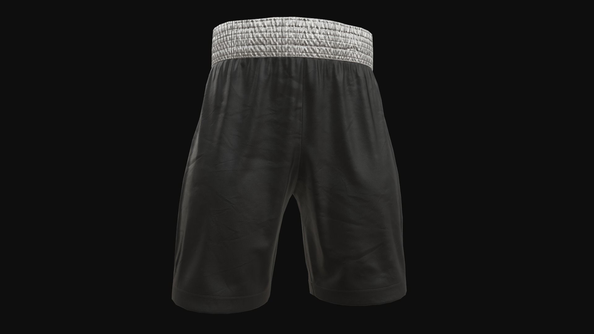 Black boxing shorts Low-poly 3D model_2