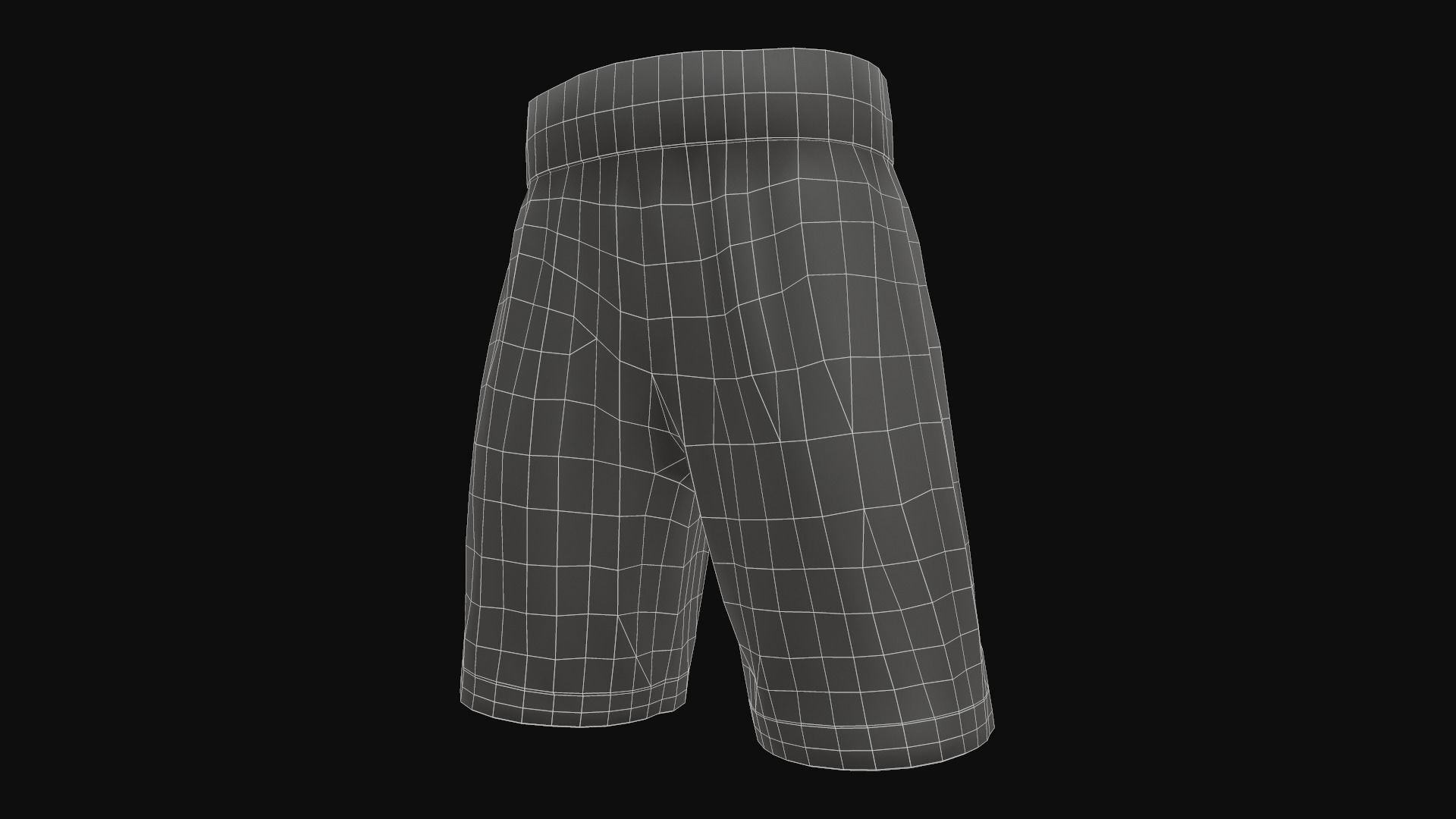Black boxing shorts Low-poly 3D model_17