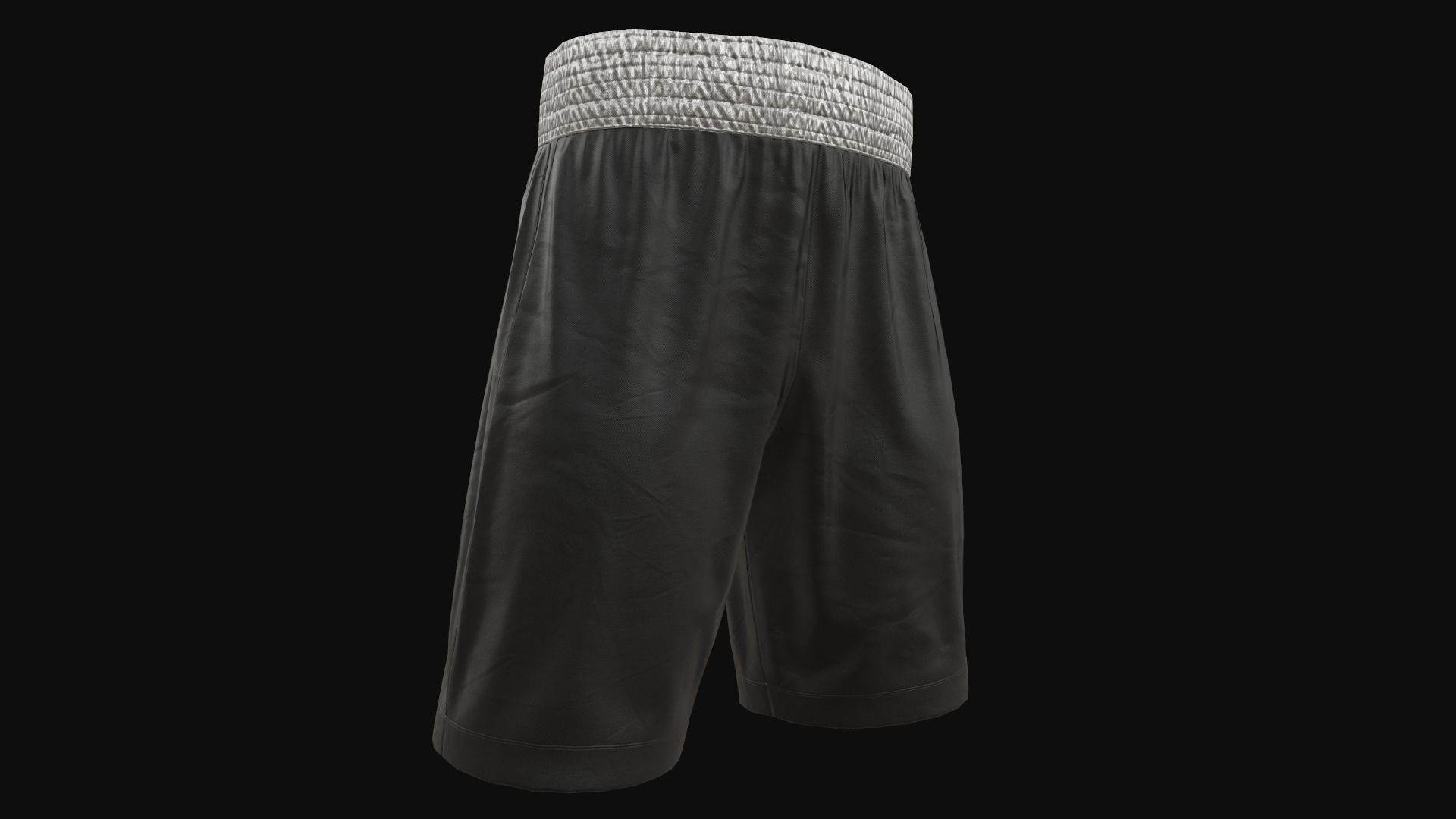 Black boxing shorts Low-poly 3D model_1