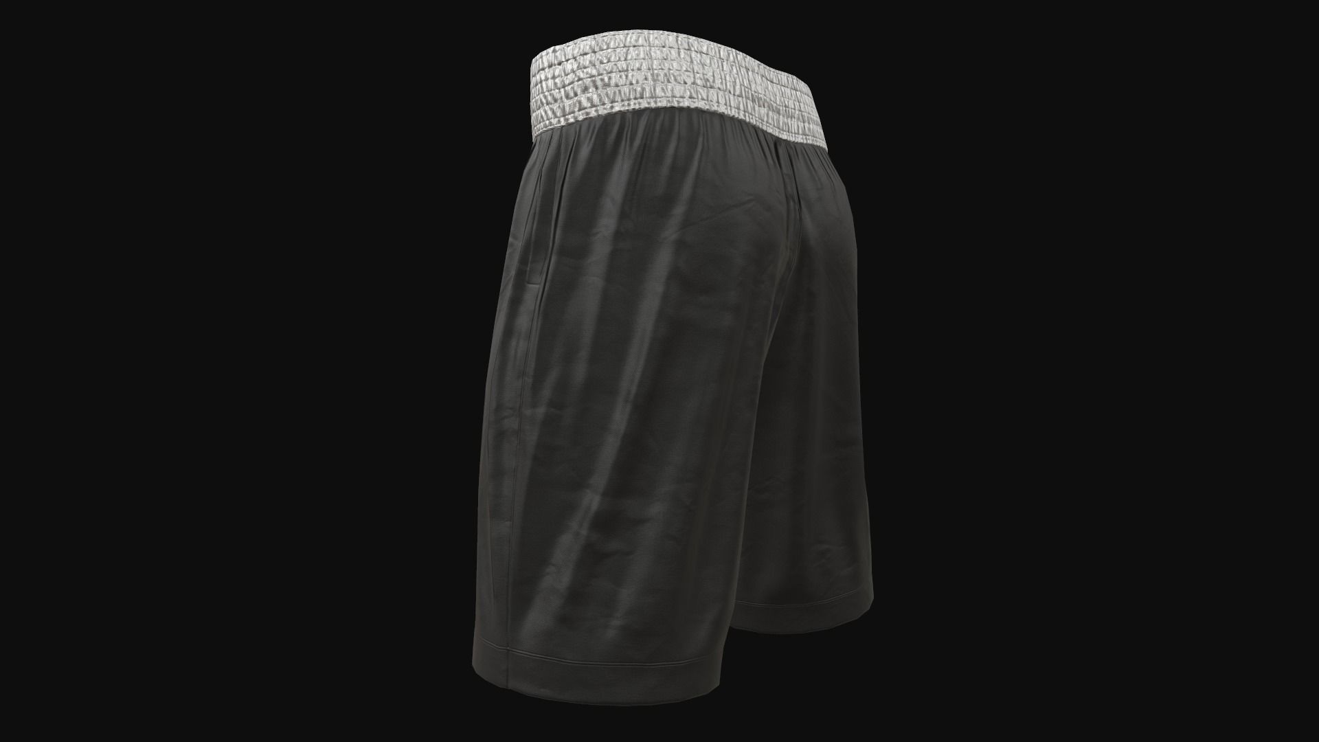 Black boxing shorts Low-poly 3D model_4