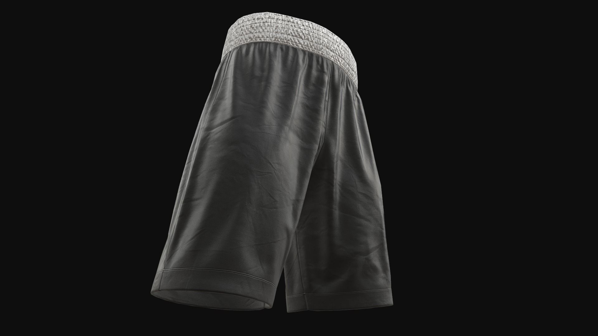 Black boxing shorts Low-poly 3D model_10