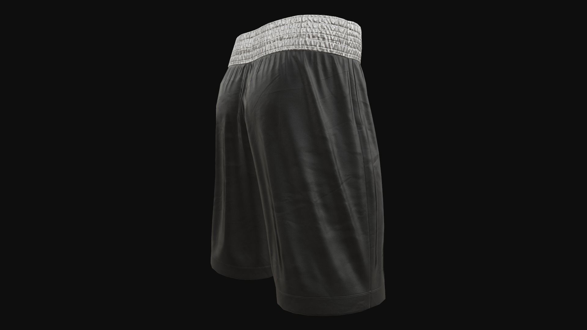 Black boxing shorts Low-poly 3D model_6