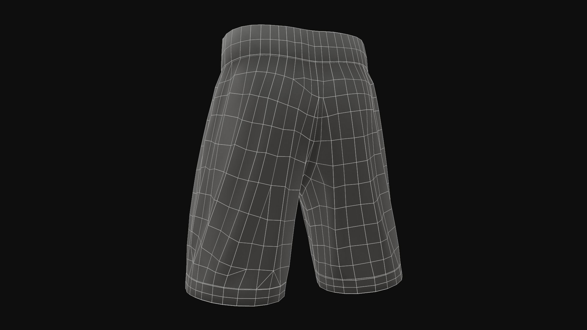 Black boxing shorts Low-poly 3D model_19