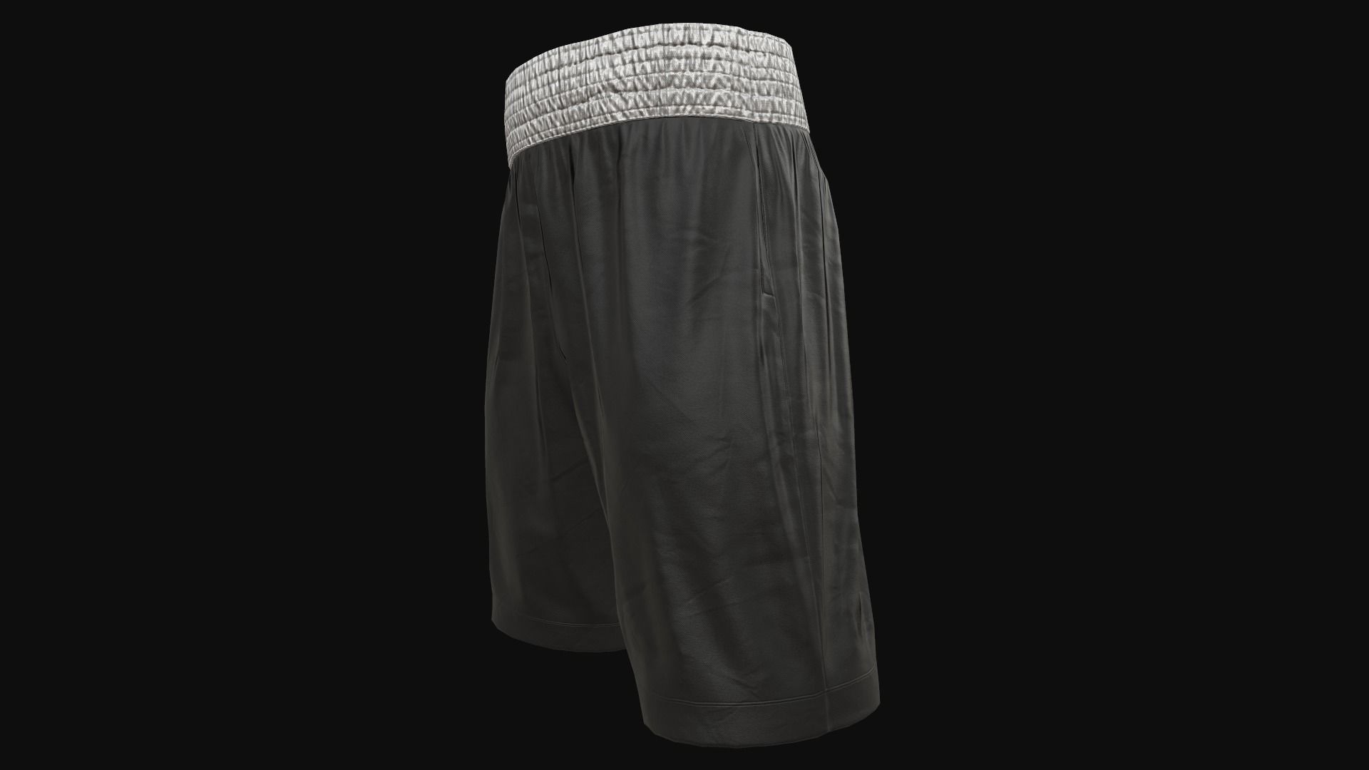 Black boxing shorts Low-poly 3D model_3